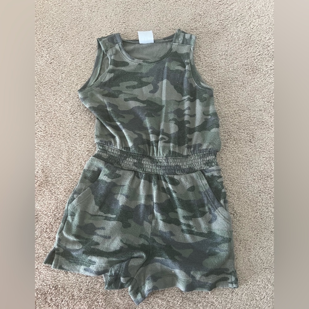 GAP Girls' Green Camo Sleeveless Romper
